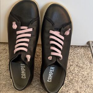 Camper Women’s Black Sneakers with Pink Accents. Size 38